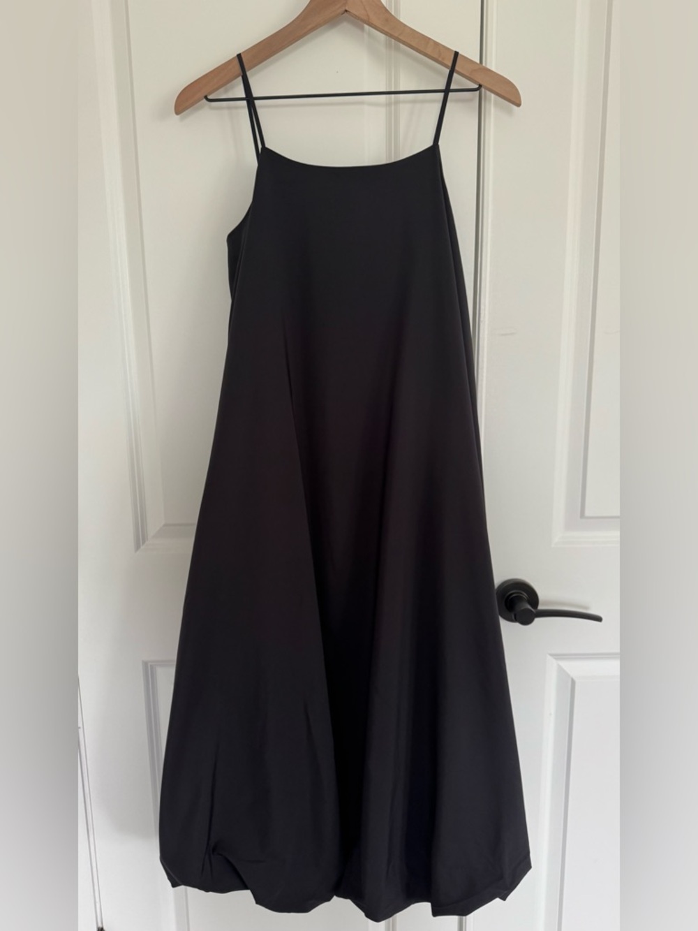 COS Black Spaghetti-Strap Bubble Hem Maxi Dress